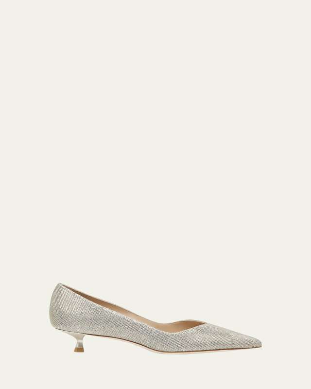 Eva Metallic Kitten-Heel Pumps